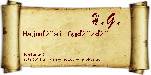 Hajmási Győző névjegykártya